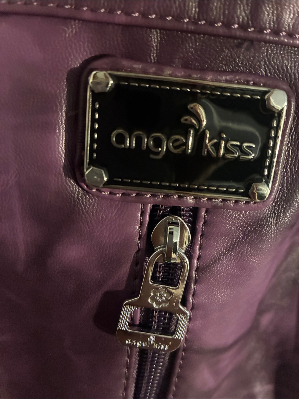 Angel Kiss Purple Leather Multi-Zip Shoulder Bag - Picture 2 of 5